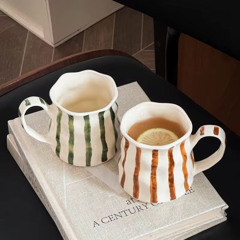 Modern Strip design Daily Coffee & Tea Mugs | Set of 2 | ARIKA