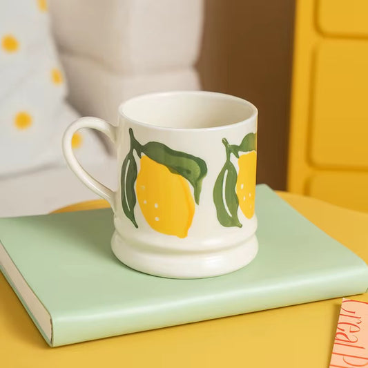 Lemon Print Ceramic Mug | Large Citrus-Inspired Coffee & Tea Mug | ARIKA