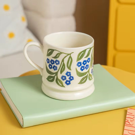 Blue Floral Ceramic Mug | Large Hand-Painted Coffee & Tea Mug | ARIKA