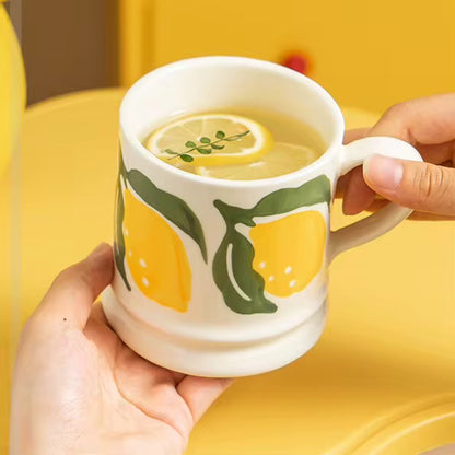 Lemon Print Ceramic Mug | Large Citrus-Inspired Coffee & Tea Mug | ARIKA