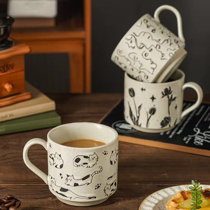 Cat Pattern Ceramic Mug | Cute Coffee & Tea Mug | ARIKA