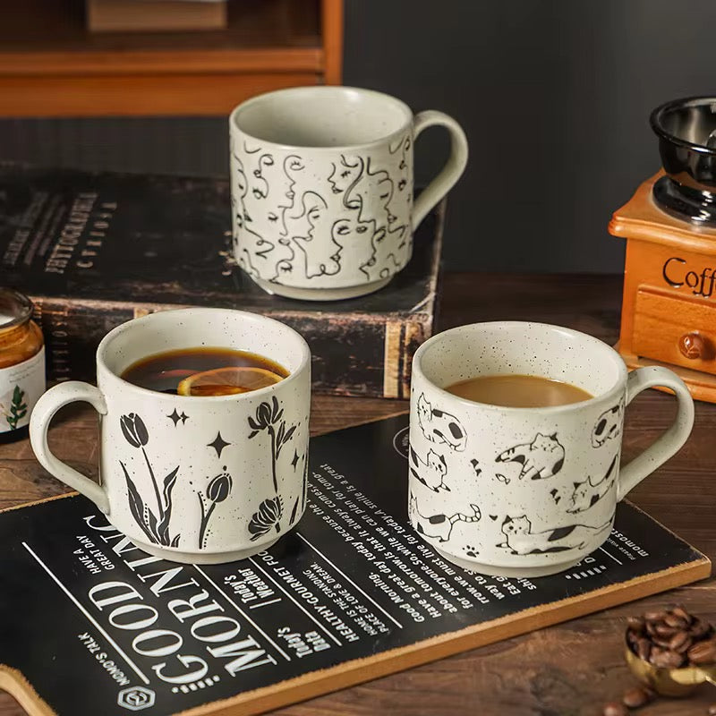 Cat Pattern Ceramic Mug | Cute Coffee & Tea Mug | ARIKA