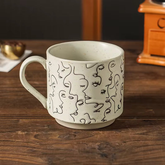 Artistic Ceramic Mug with Abstract Face Design – Modern & Minimalist | ARIKA