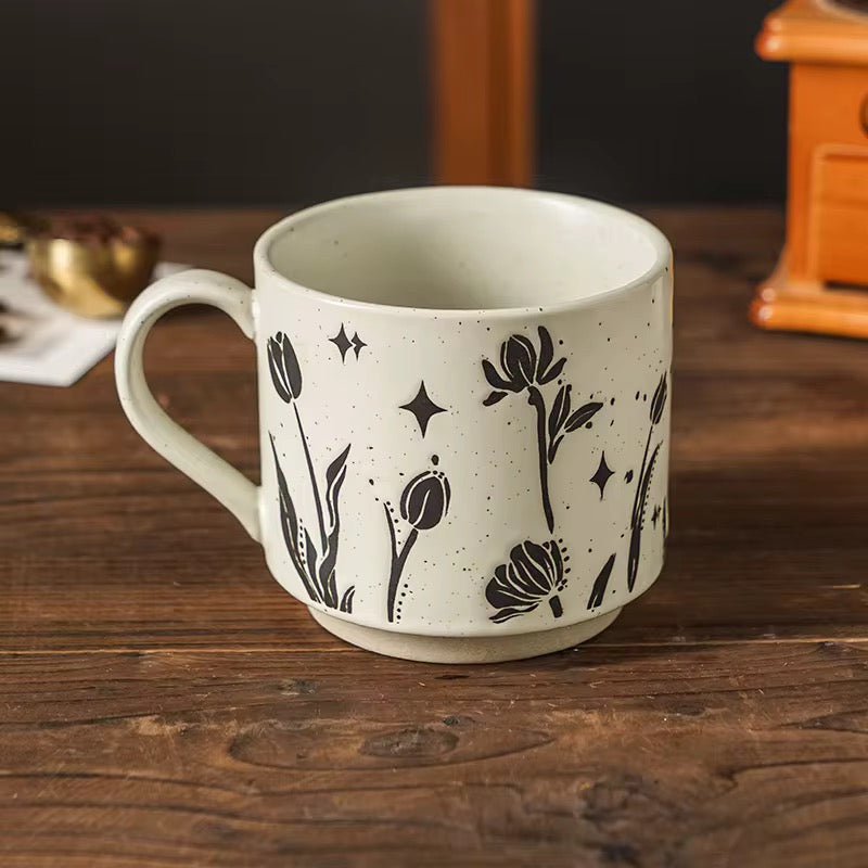 Floral Ceramic Mug | Minimalist Coffee & Tea Mug | ARIKA