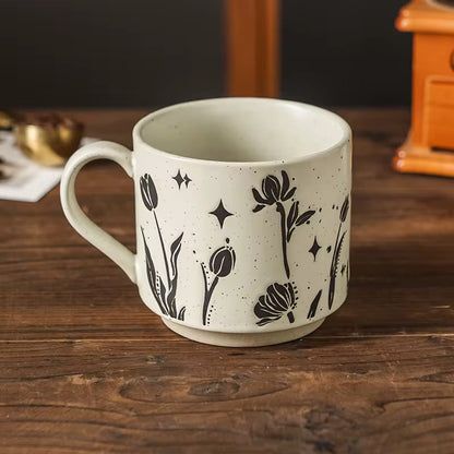 Floral Ceramic Mug | Minimalist Coffee & Tea Mug | ARIKA