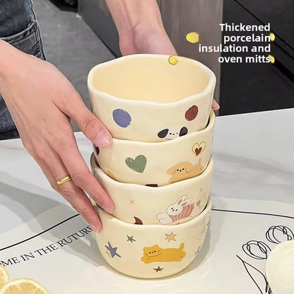 Little White Dog Ceramic Cereal Bowl | Cute 350ml Breakfast & Soup Bowl