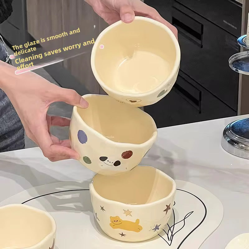 Cute Little White Rabbit Ceramic Cereal Bowl | Cute 350ml Breakfast & Soup Bowl