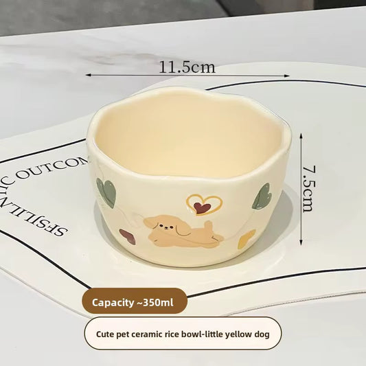 Cute Dog Print Ceramic Cereal Bowl | Handcrafted 350 ml Breakfast & Snack Bowl