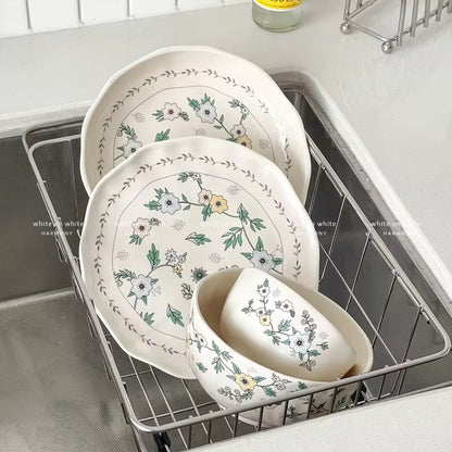 Handcrafted Ceramic Disc Plate – Vintage Floral Design | Decorative Tableware