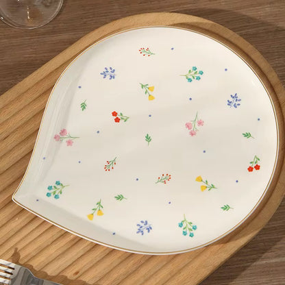 Floral Ceramic Plate with Gold Rim | Elegant Everyday Tableware
