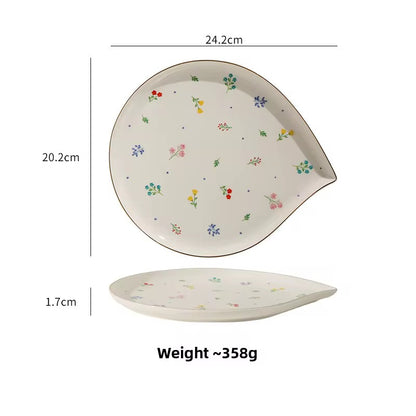 Floral Ceramic Plate with Gold Rim | Elegant Everyday Tableware