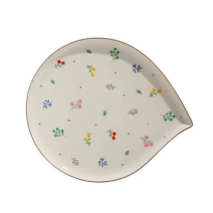 Floral Ceramic Plate with Gold Rim | Elegant Everyday Tableware