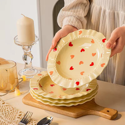 8.5 Inch Heart Print Ceramic Plate | Eco-Friendly Everyday Dinner Plate – ARIKA