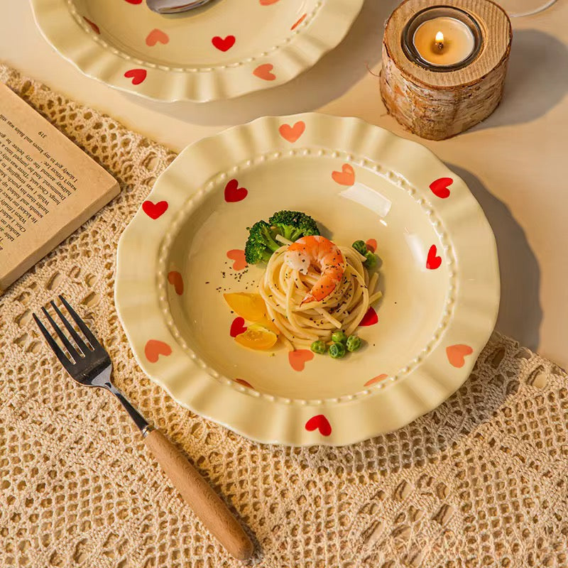 8.5 Inch Heart Print Ceramic Plate | Eco-Friendly Everyday Dinner Plate – ARIKA