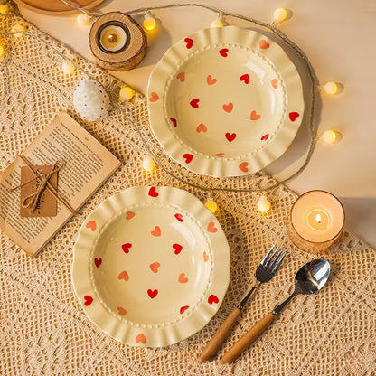 8.5 Inch Heart Print Ceramic Plate | Eco-Friendly Everyday Dinner Plate – ARIKA