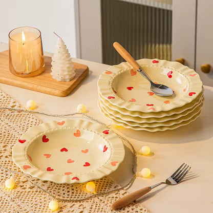 8.5 Inch Heart Print Ceramic Plate | Eco-Friendly Everyday Dinner Plate – ARIKA