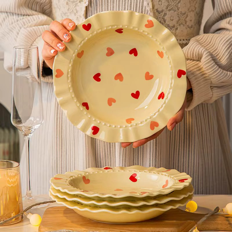 8.5 Inch Heart Print Ceramic Plate | Eco-Friendly Everyday Dinner Plate – ARIKA
