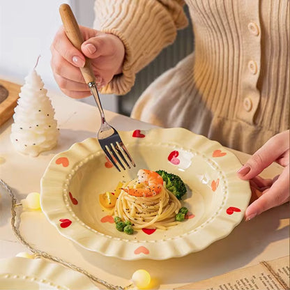 8.5 Inch Heart Print Ceramic Plate | Eco-Friendly Everyday Dinner Plate – ARIKA