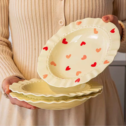 8.5 Inch Heart Print Ceramic Plate | Eco-Friendly Everyday Dinner Plate – ARIKA