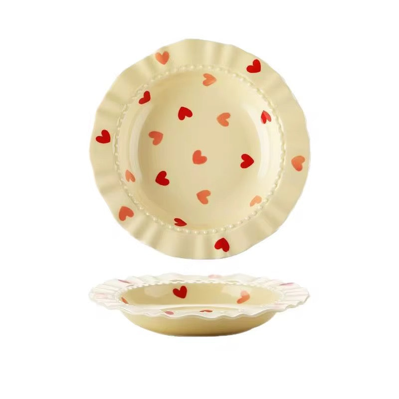 8.5 Inch Heart Print Ceramic Plate | Eco-Friendly Everyday Dinner Plate – ARIKA