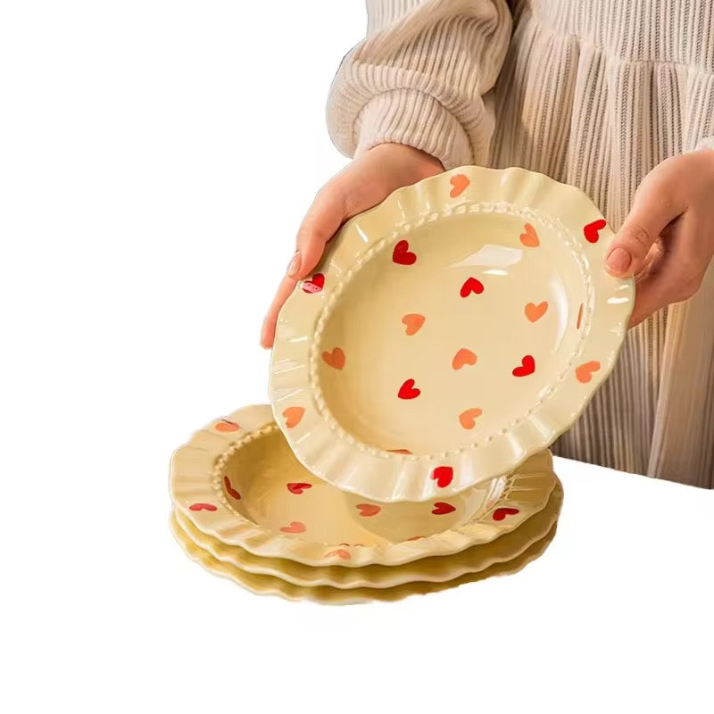 8.5 Inch Heart Print Ceramic Plate | Eco-Friendly Everyday Dinner Plate – ARIKA