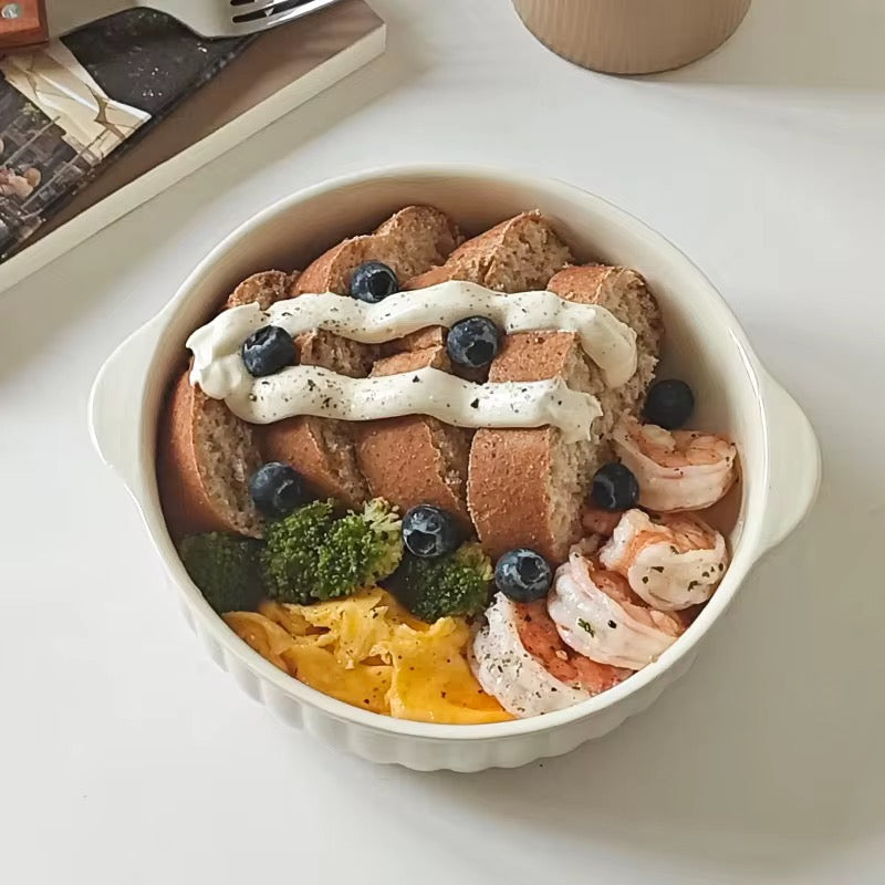 Fluted Ceramic Baking Bowl – Oven-Safe Serving Dish - 7.5 inch | ARIKA