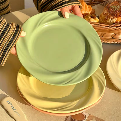 8.5 Inch Ceramic Yellow Dessert & Dining Plate | Minimal Eco Tableware – ARIKA