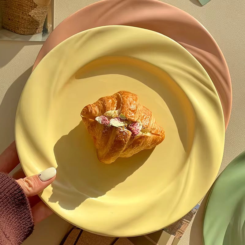 8.5 Inch Ceramic Yellow Dessert & Dining Plate | Minimal Eco Tableware – ARIKA