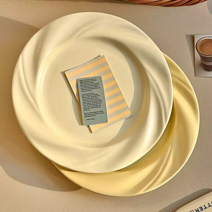 8.5 Inch Ceramic Yellow Dessert & Dining Plate | Minimal Eco Tableware – ARIKA
