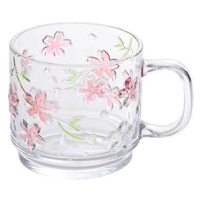 Cherry Blossam Glass Mug – Clear Glass Cup for Coffee & Tea