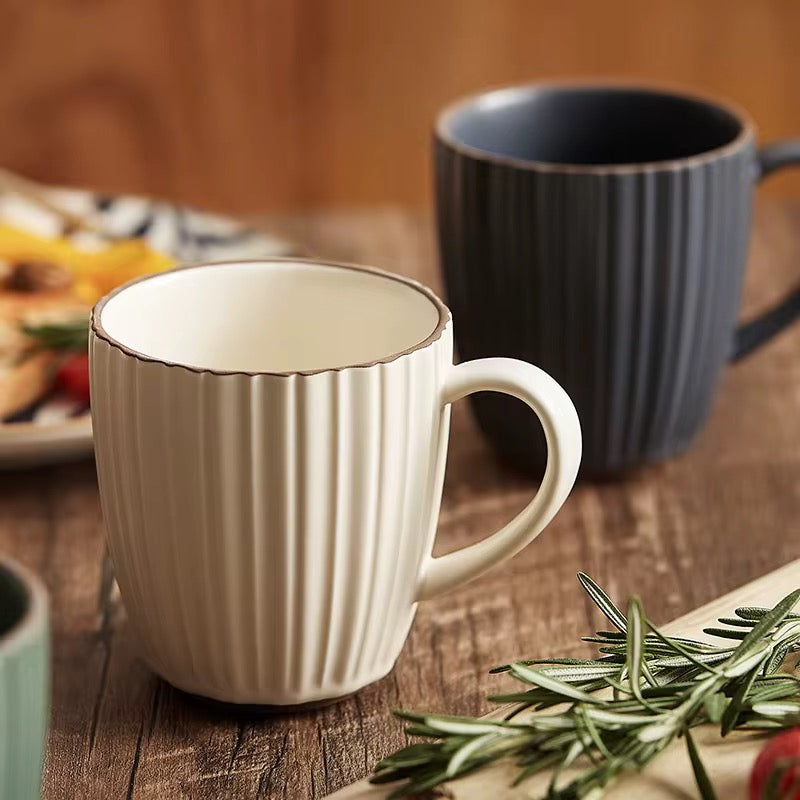 White Ribbed Ceramic Mug – Minimal Coffee & Tea Cup | ARIKA