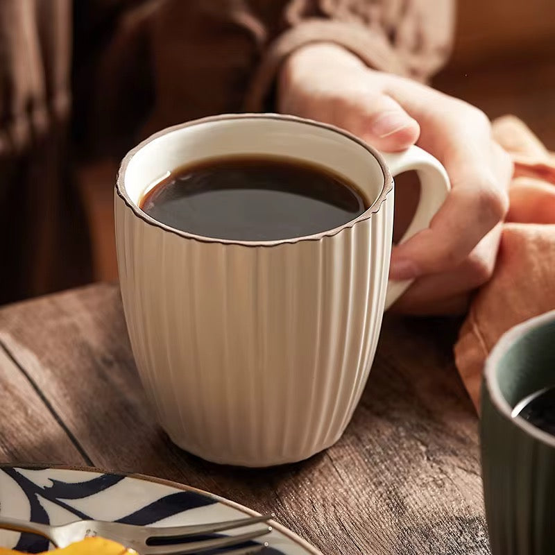 White Ribbed Ceramic Mug – Minimal Coffee & Tea Cup | ARIKA