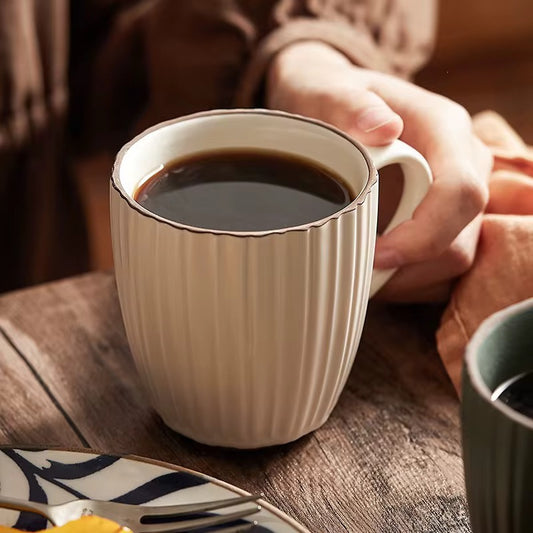 Classic Ribbed Design Coffee & Tea Mugs | Set of 2 | ARIKA