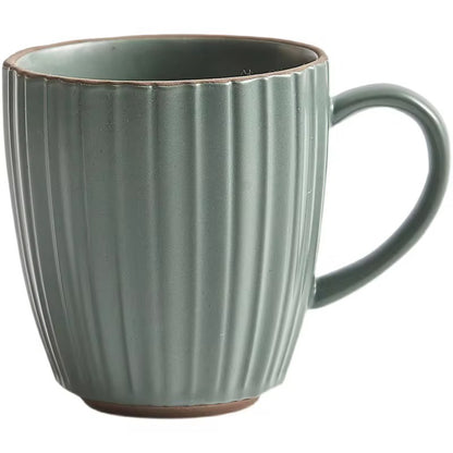 Green Minimal Ribbed Ceramic Coffee Mug | ARIKA