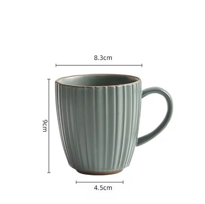 Green Minimal Ribbed Ceramic Coffee Mug | ARIKA