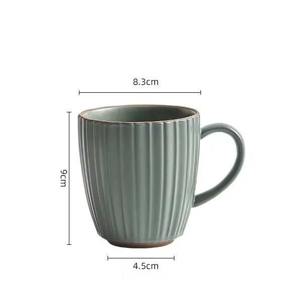 Classic Ribbed Design Coffee & Tea Mugs | Set of 2 | ARIKA
