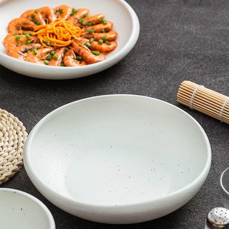 Speckled Ceramic Plate – Minimal Disc Design | 9.45 inch | ARIKA